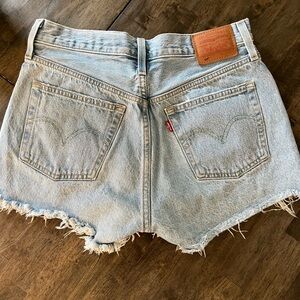 Levi's Blue Jean Shorts High-Waisted Distressed